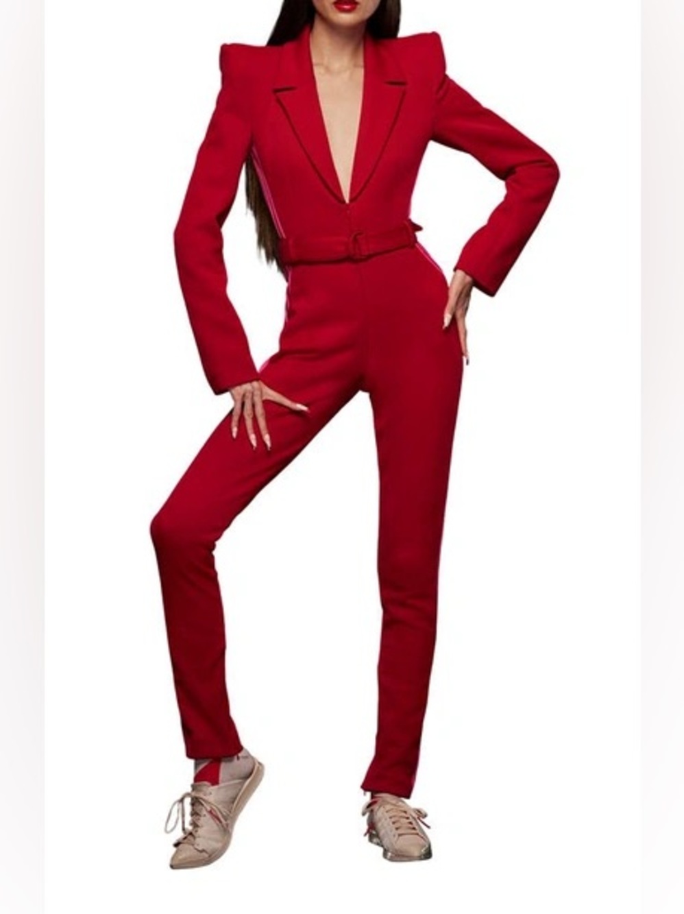 Adidas x Ivy Park Red‎ Belted Jumpsuit XS Beyoncé Streetwear Statement Piece